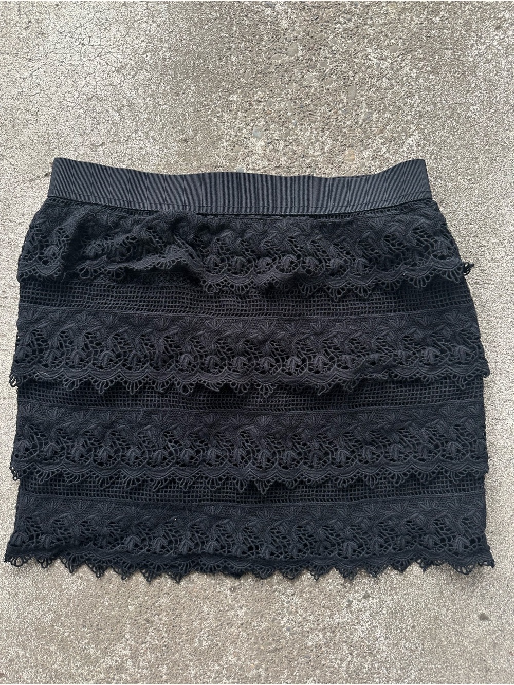 American Eagle Black Lace Tiered Pleated Skirt